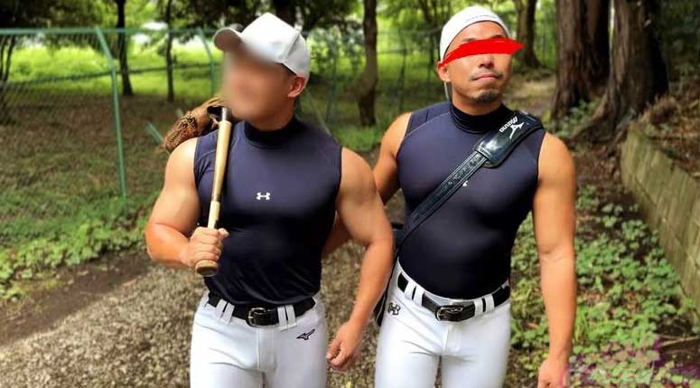 2 Japanese bearish hunks in baseball attire head to an abandoned building in a secluded forest and fuck as hard and loud as they want to. I luv how the top licks his cum off the bottom's body and